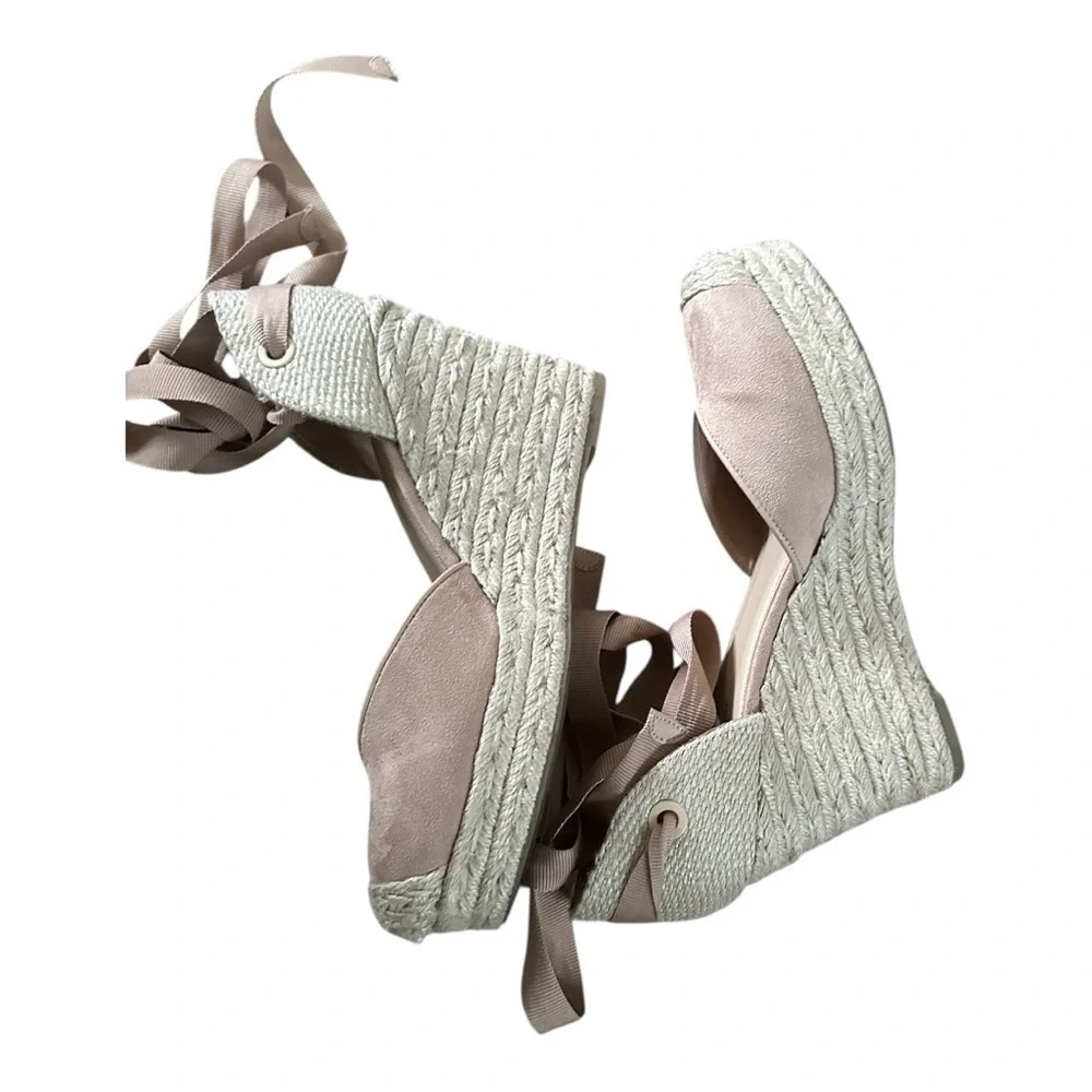 On 34th Melindaa Espadrille Wedge High Heel Sandals, Elegant Tan  Size 9